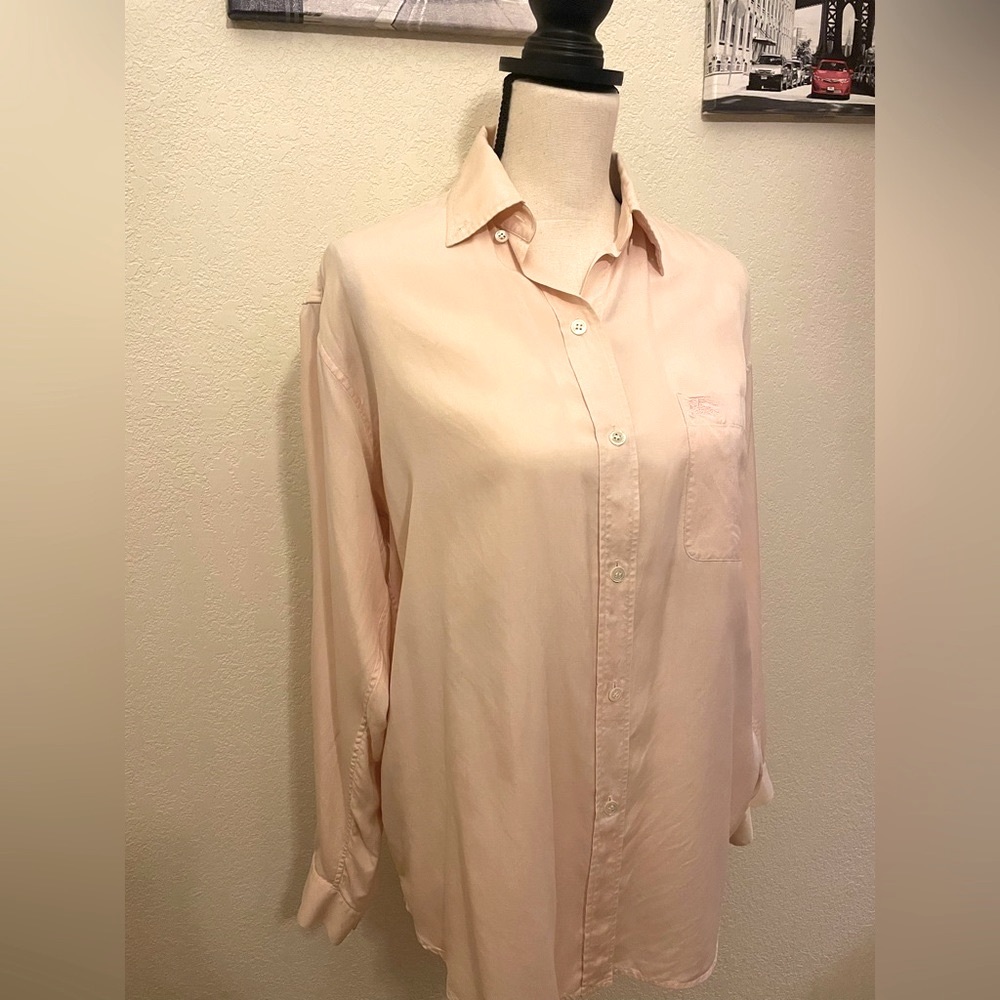 Burberry 100% Silk Button Down Vintage Shirt